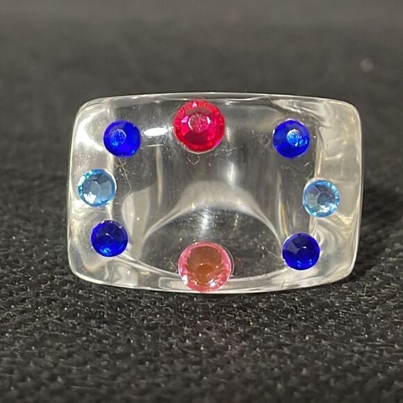 Clear ring with rhinestones - Picture 2 of 7